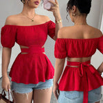 Off Shoulder Hollow out Top - Runwayfashionista.com