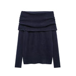 Off Shoulder Straight Flat Knit Sweater