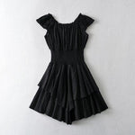 One-Shoulder Elastic WaistRomper - runwayfashionista.com