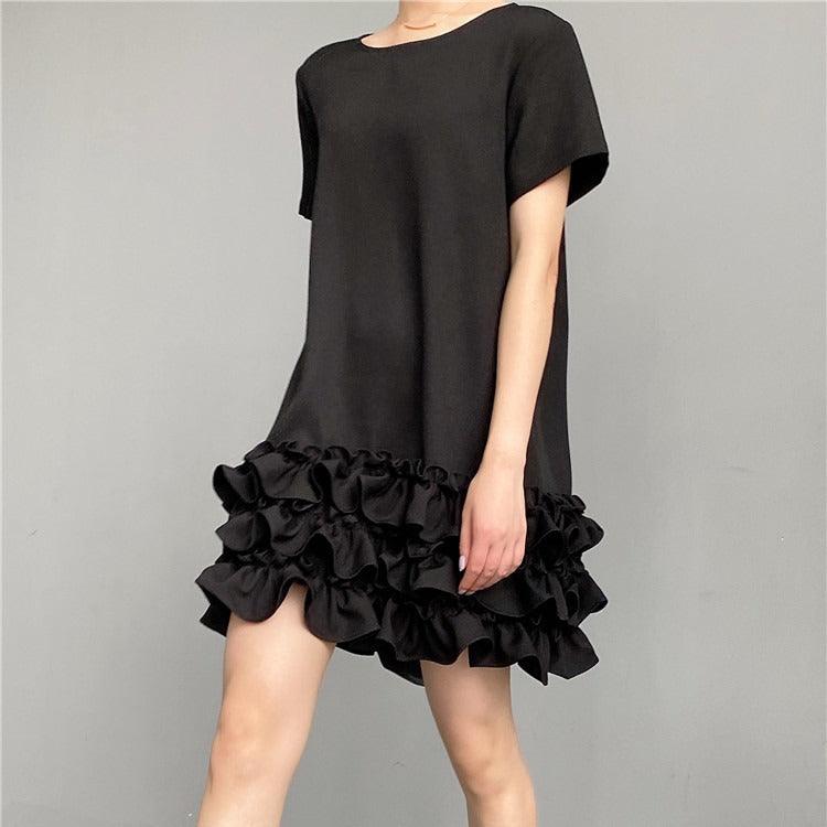 Hepburn Style Ruffle Edge Dress