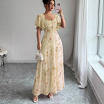 Elegant Slim Midi Dresses - light yellow