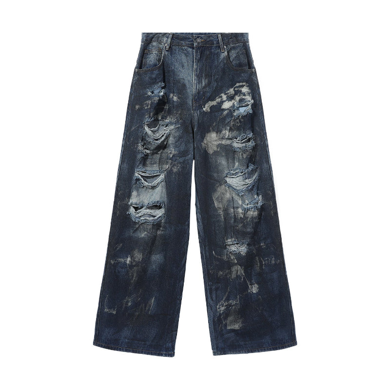 Dirty Stained And Ripped Jeans