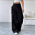 Casual Wide-leg Straight Pants - black