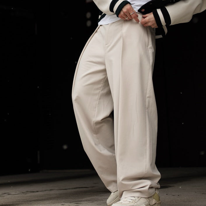 High-waisted Pleated Casual Pants