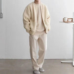 Zip Up Knitted Cardigan - beige