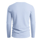 Men's Textured V-Neck Long Sleeve Top - light blue