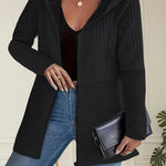 Ripple-Panel Loose Hooded Jacket