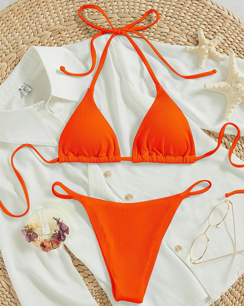Luxury High-Waist Hanging Neck Tie Bikini