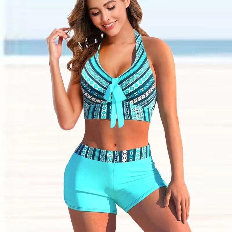 Striped Split Bikini: Feminine & Sophisticated