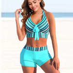 Striped Split Bikini: Feminine & Sophisticated