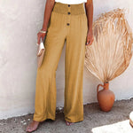 Decorative Button High Waist Pants - runwayfashionista.com