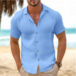 Short-Sleeved Button-Down Shirt - sky blue