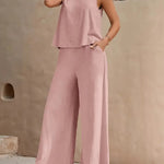 Elegant Casual Loose Pants Sets - pink