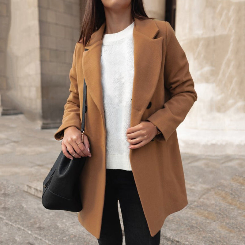Winter Long Woolen Coats - khaki