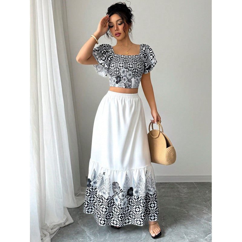 Printed A-Line Dress Set for a Daring Look