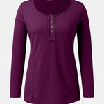Scoop Neck Long Sleeve T-Shirt -Runwayfashionistta.com
