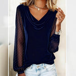 Elegant Diamond Mesh Sleeve Loose Top