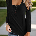 Scoop Neck Long Sleeve T-Shirt -Runwayfashionistta.com