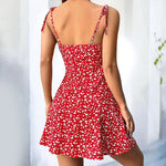 Floral Spaghetti Strap Sleeveless Tie Shoulder Ruffle Summer Boho Mini Dresses