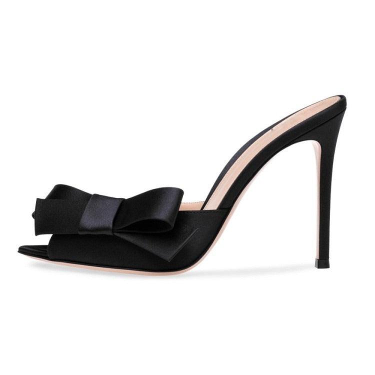 Pointed bow thin high heels