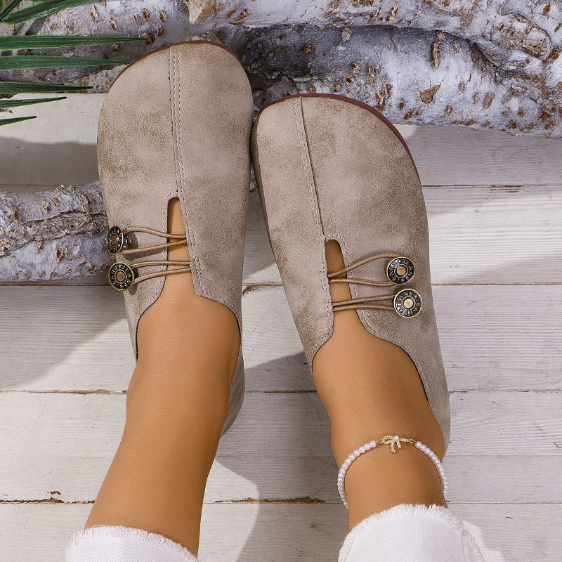 Ins Square Toe Slip-on Flats -grey