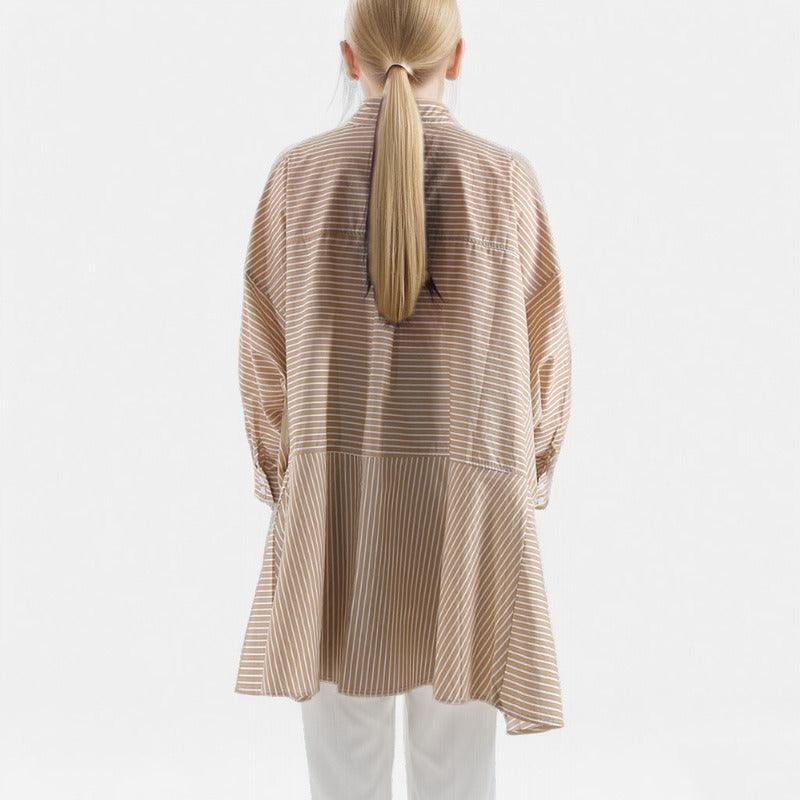 Loose Silhouette Long Striped Shirt