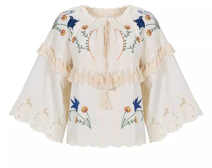 Flower Embroidery Shirt Top