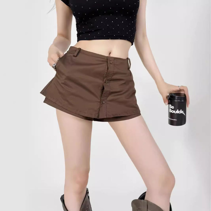 Fake two mini pants skirts