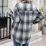 Plaid Collared Neck Long Sleeve Shirt - runwayfashionista.com