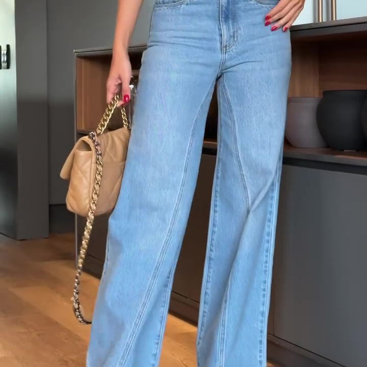 Light Blue High Waist Wide Leg Jeans