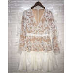 V-neck Ruffle Lace Mini Dress
