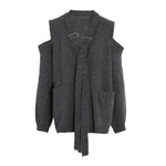Off-Shoulder Loop V-Neck Cardigan