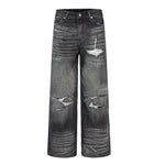 Distressed Ripped Vintage A-Line Casual Jeans: The Denim Revolution - black