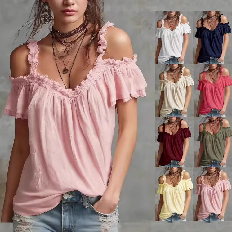 Off-Shoulder Blouse - pink