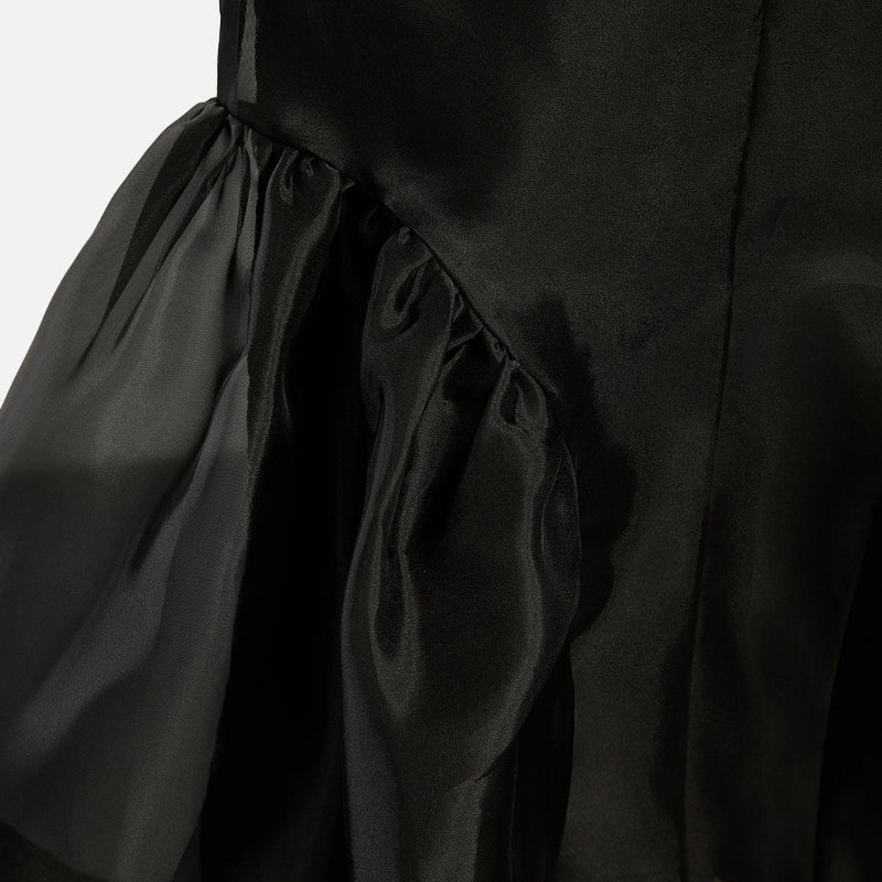 Black Structured Organza Mermaid Maxi Skirt