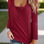 Scoop Neck Long Sleeve T-Shirt -Runwayfashionistta.com