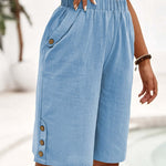 High-Waist Linen Straight Short Pants