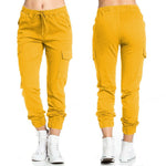 The Ultimate Utility: Women’s Elastic Waist String Side Pocket Pants - ellow