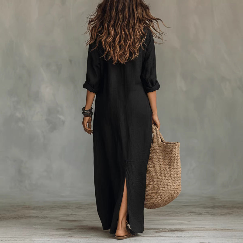 Long-sleeve Maxi Dress - black