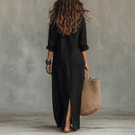 Long-sleeve Maxi Dress - black