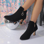 Pointed-Toe Ankle Boots and Matching Handbag Set - blag