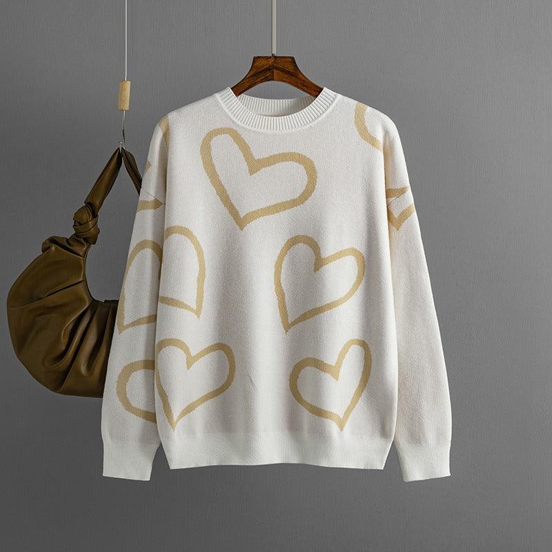 O Neck Heart-shaped Sweaters - runwayfashionista.com
