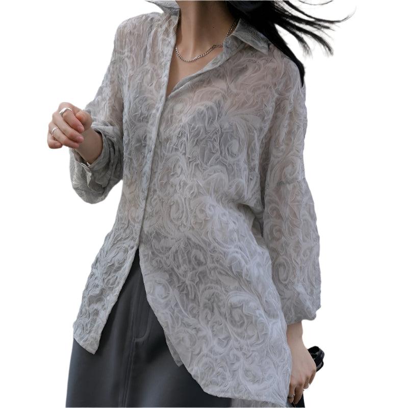 Unique shirt with slight transparency-runwayfashionista.com