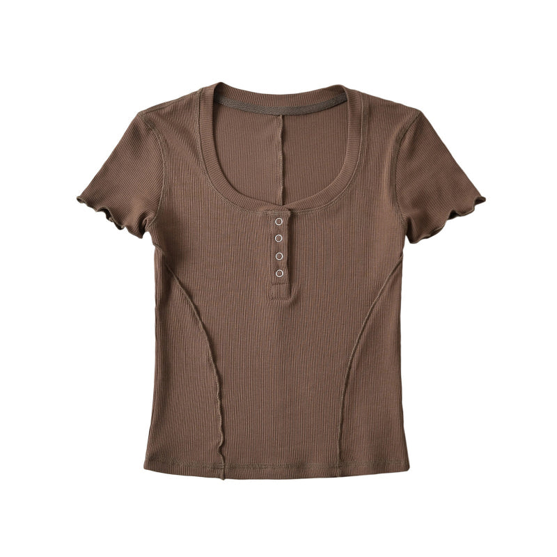 Slim fit threaded short sleeved T-shirt