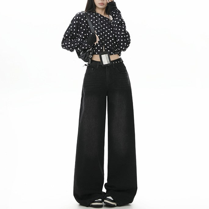 High Waist Loose Slim Straight Leg Long Pants