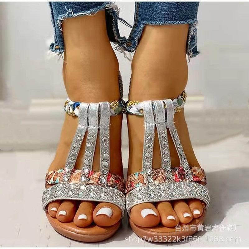 Bohemian style casual beach sandals - runwayfashionista.com