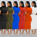 Round Neck Short Sleeve Long Dress Two-Piece Set