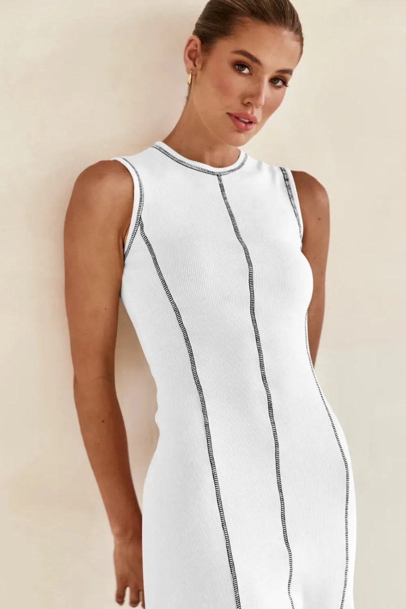 Contrast Stitching Maxi Tank Dress