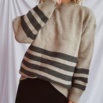 Striped Dropped Shoulder Long Sleeve Sweater - runwayfashionista.com