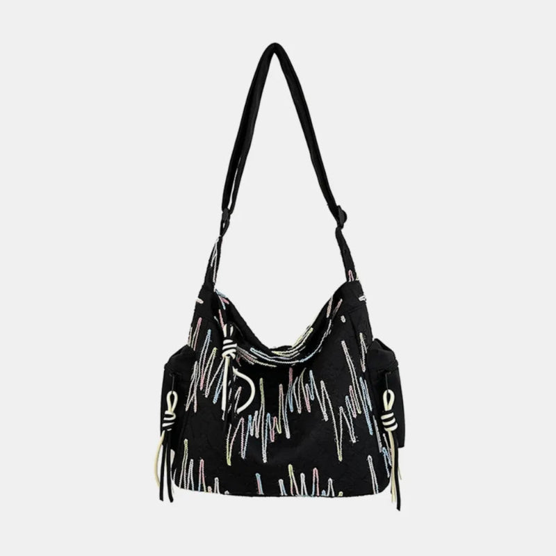 Contrast Texture Shoulder Bag - Runwayfashionista.com